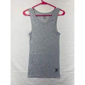 Ed Hardy Mens Ribbed Tank Top Gray Logo Graphic Size L